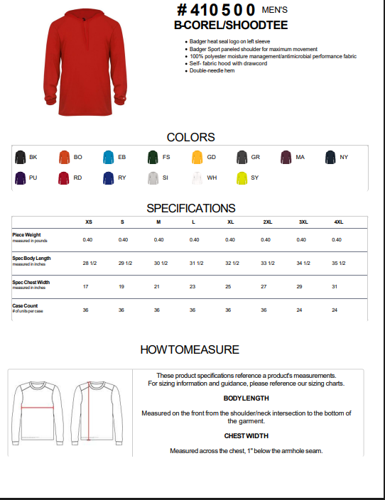 LONG SLEEVE HOODIE | Badger 410500