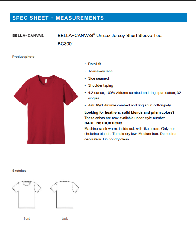 TEE | Bella+Canvas BC3001/BC3001T