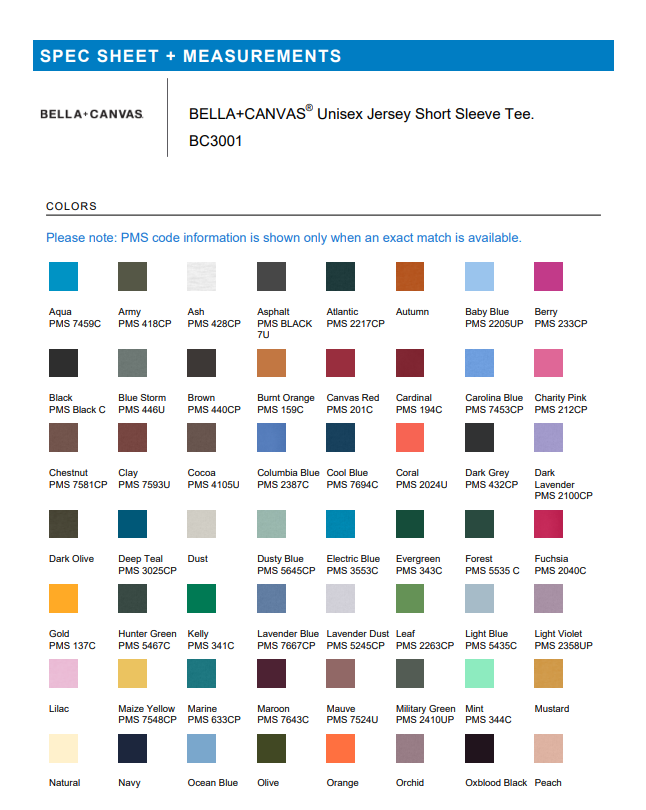 TEE | Bella+Canvas BC3001/BC3001T