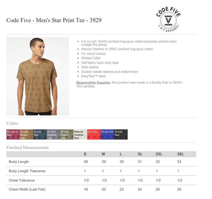 TEE | Code Five 3929