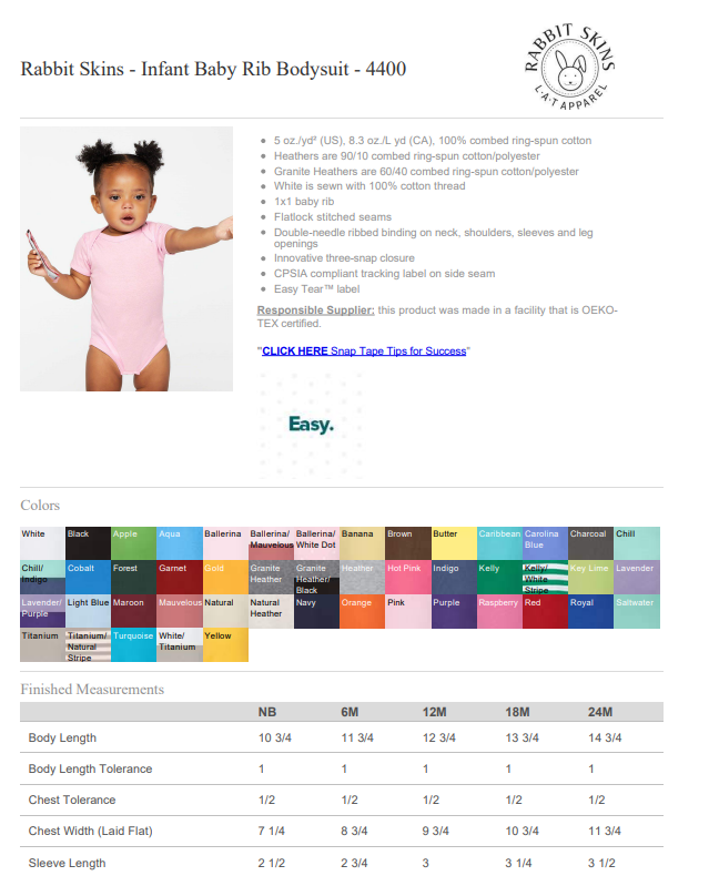 ONESIE | Rabbit Skins RS4400